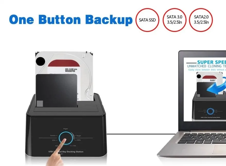High Speed USB 3.0 Dual Bay all in 1 hdd docking station