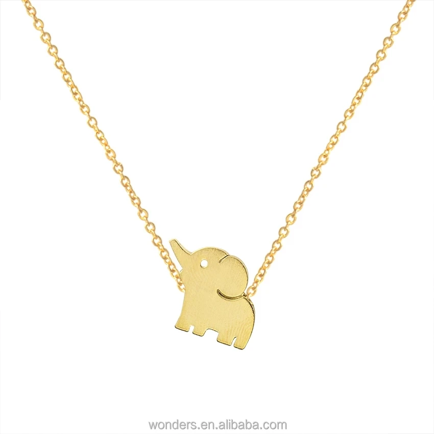 Wholesale Cute Babay Elephant Necklace Gold Silver Plated Stainless Steel Women Fashion Jewellery Elephant Pendant