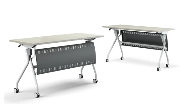 Folding Conference Table Furniture Metal Legs Study Easy Folding Table with Wheel Long Meeting Room White Office Furniture