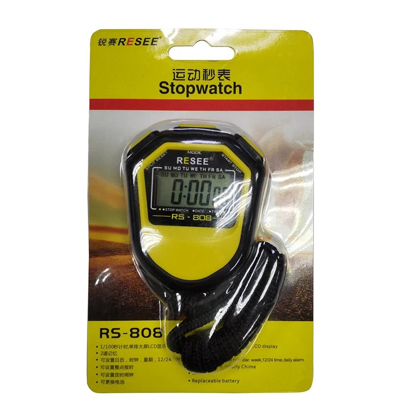 Resee professional sports 2 lap digital stopwatch loop countdown timer lcd display digital stopwatch with timing alarm