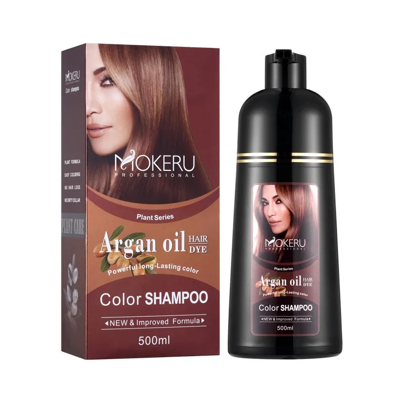 Wholesale Private Label hair dye Argan oil long lasting Natural  brown color Hair Dye White To Black hair color shampoo