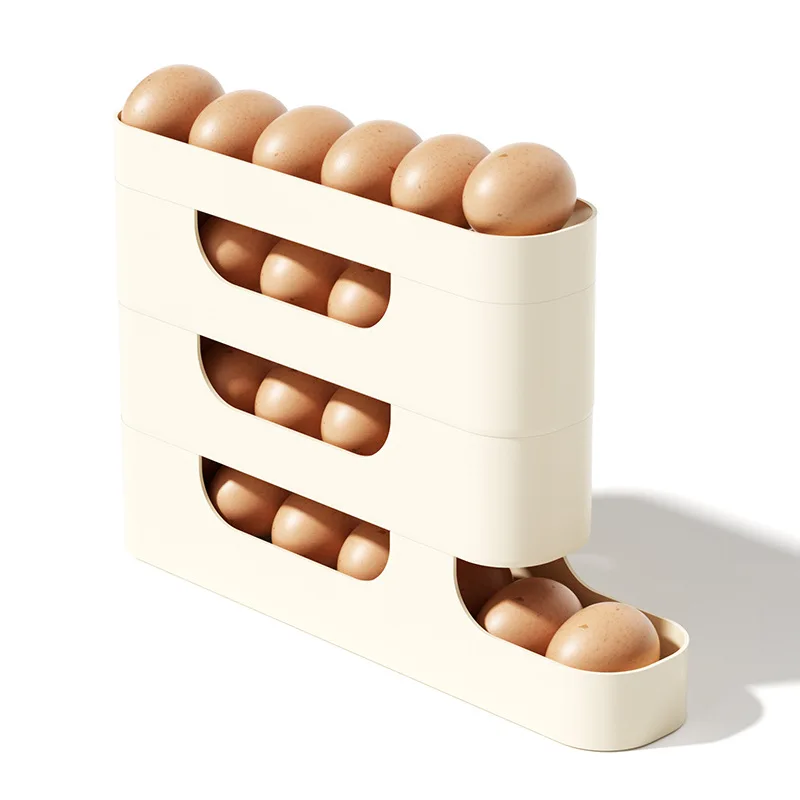 New Style Eggs Holder Egg Dispenser For Refrigerator Kitchen Automatic Rolling Egg Trays