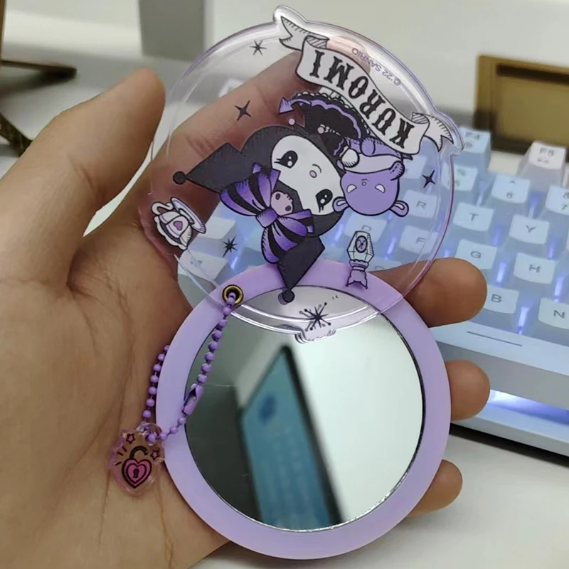 Custom Gift Acrylic Portable Rotating Small Mirror Hd Handheld Mirror Sliding Cover Mini Simple Makeup Mirror