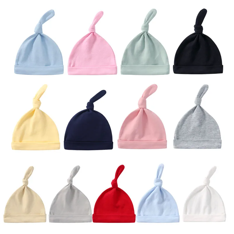 Factory Custom Wholesale Custom Plain Color Organic Cotton Bamboo Baby Beanies Hats Newborn