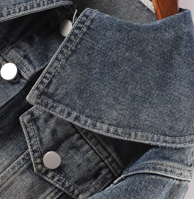 Factory to Consumer Direct Sales kids clothing Custom Design Available Kids Ruffle Collar Cotton black water washed Denim Jacket