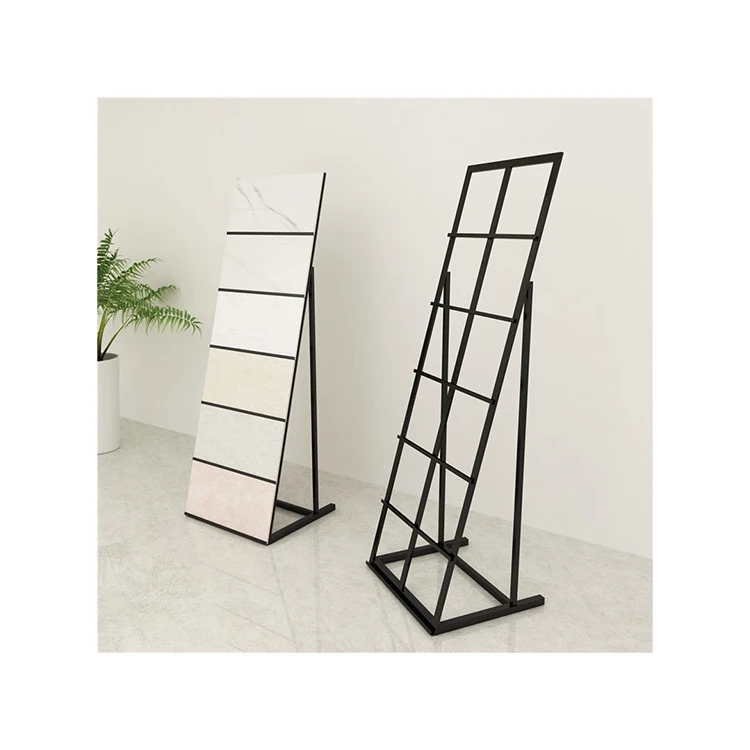 Kainice Customized Wall Mounted Standing Ceramic Tile Marble Tile Displays Wood Flooring Stone Metal Rack For Showroom