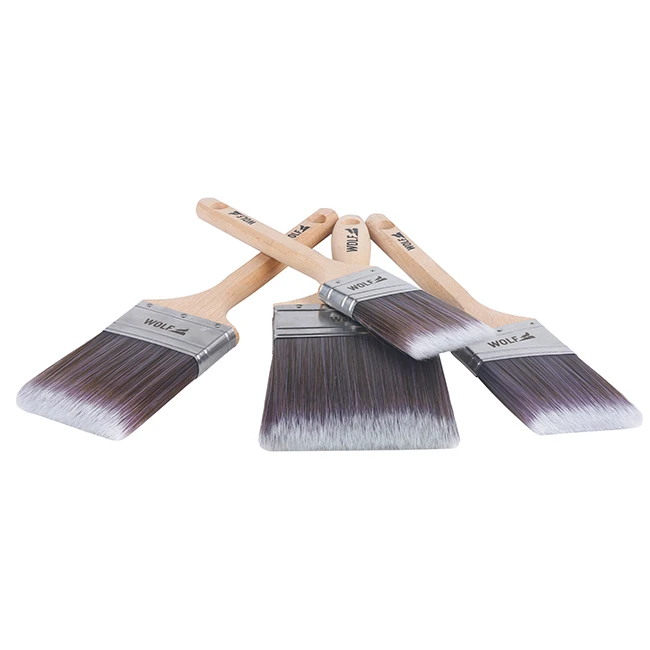 Muti-size customized 100% polyester Beech wood handle flat purdy paint brush set