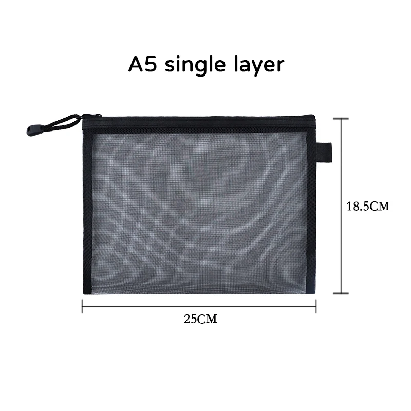 Zipper Pen Pencil Organizer Pouch Reusable Nylon Mesh PVC Cosmetic Bag Black Makeup Bag Print Transparent Fashion for Travel