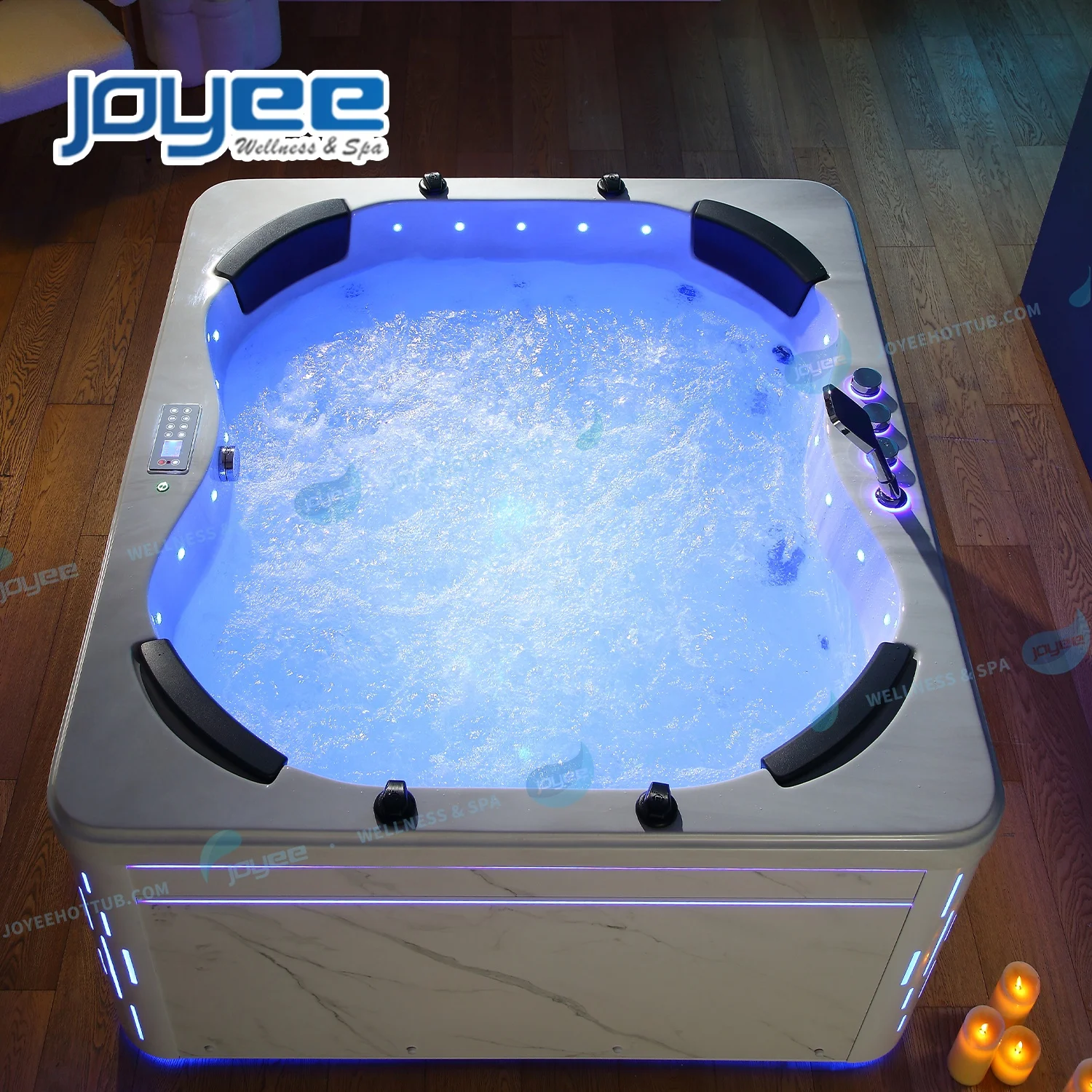 JOYEE Air Bubble Soaking Massage 4 Persons Indoor Bathtub Spa Bluetooth Music Design With Heater Indoor Spa Tub