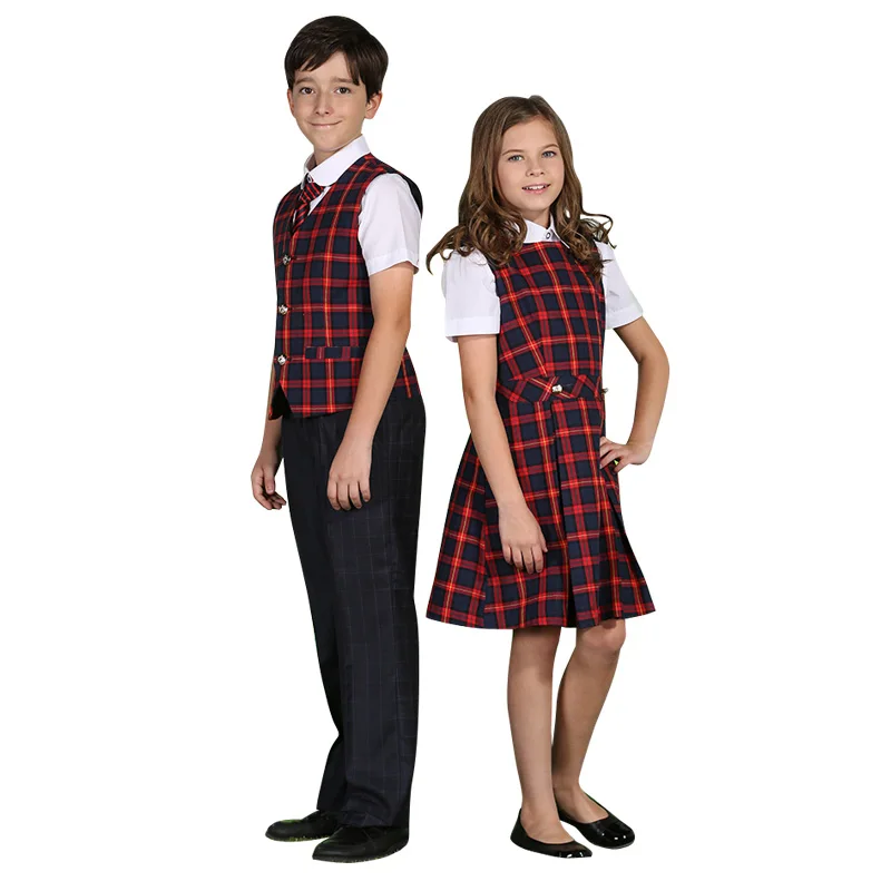 China School Uniforms Supplier Free Designs High School Skirt Uniform Pleated Adult Plaid Dress for Girls Uniforms