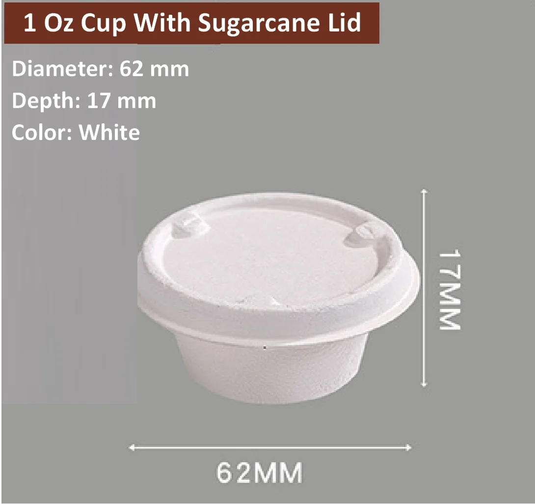 1Oz Cup Frozen Microwave Biodegradable Bagasse Sugarcane Pulp Sauce with Lid
