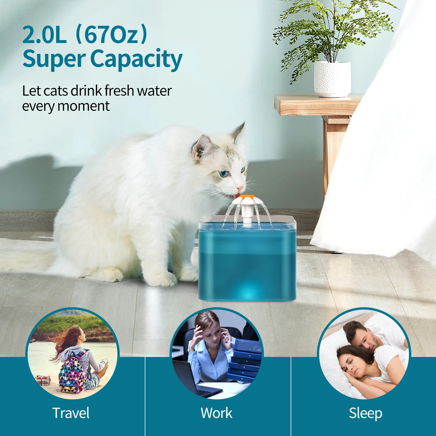  Прозрачный дозатор воды ZMaker 2L для домашних животных бесшумный питьевой фонтан собак и кошек Zmaker просвечивает ключей Marca Dragon бутылка с водой Mute Для поения котов