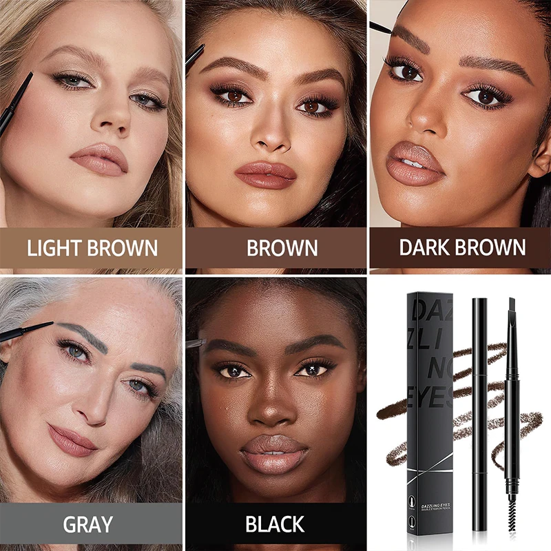 Manufacturer Wholesale Vegan 2 In 1 Waterproof Eyebrow Pencil Private Label Brow Pencil For All Skin Types