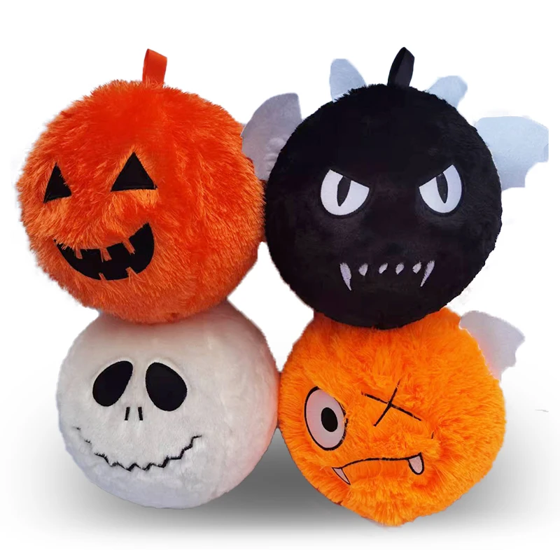 Happy Halloween Balloons Fuzzy Soft Monster Face Inflatable Bounce and Decorative Balls