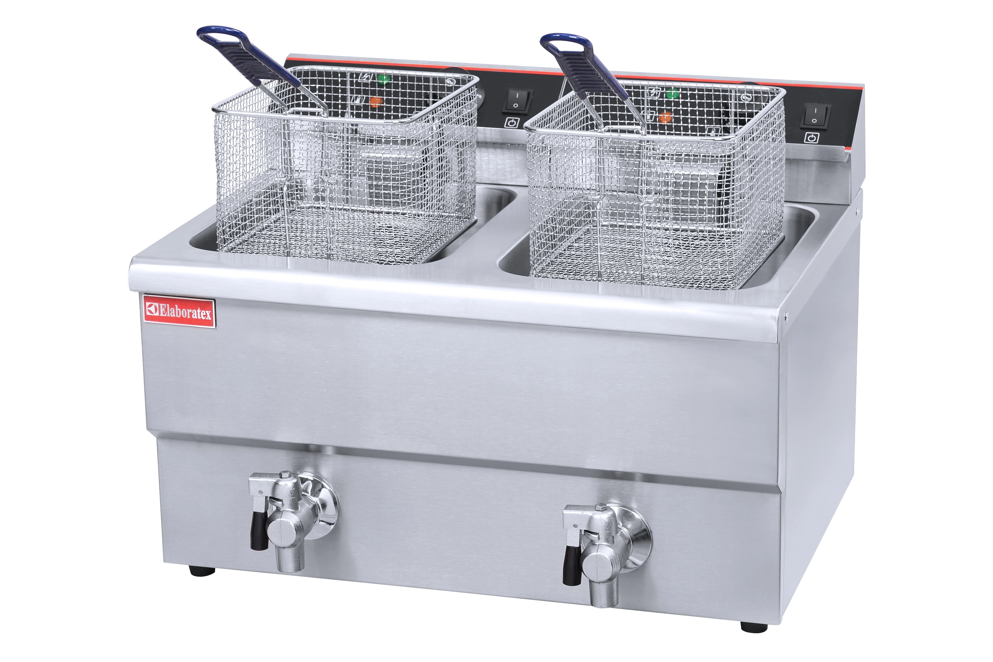 6L+6L Table Top Stainless Steel French Fries Machine 2 Tank 2 Basket Commercial Potato Chip Fryer Electrical Deep Fryer