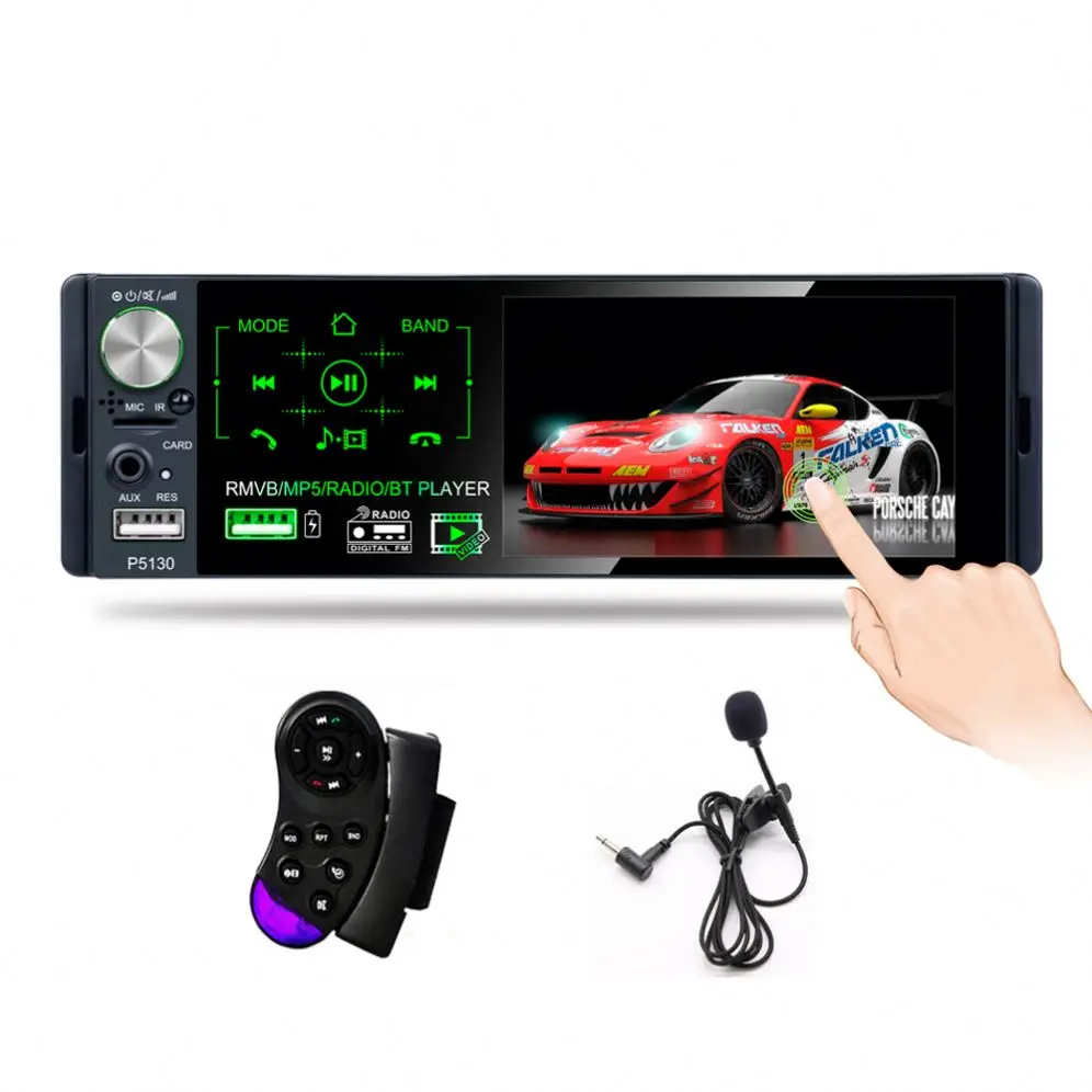 Carmitek Car Stereo 1 Din 4.1' HD Capacitive Touch Screen Car Radio Auto FM/AM/RDS BT + Steering Wheel Control & Microphone