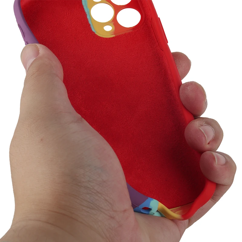 Fashion Funda Protectora De Silicio Liquido For iPhone 12 Rainbow Liquid Silicone Phone Protector Case Estuches For Samsung S21