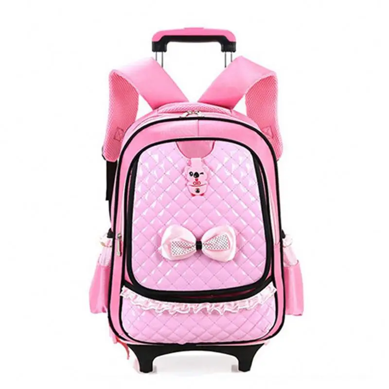 Custom Backpack pink girl school trolley bag with detachable backpack for Vietnam Market