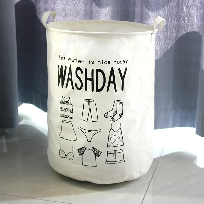 Dirty Clothes Basket Fabric Folding Storage Basket Cotton and Linen Laundry Basket