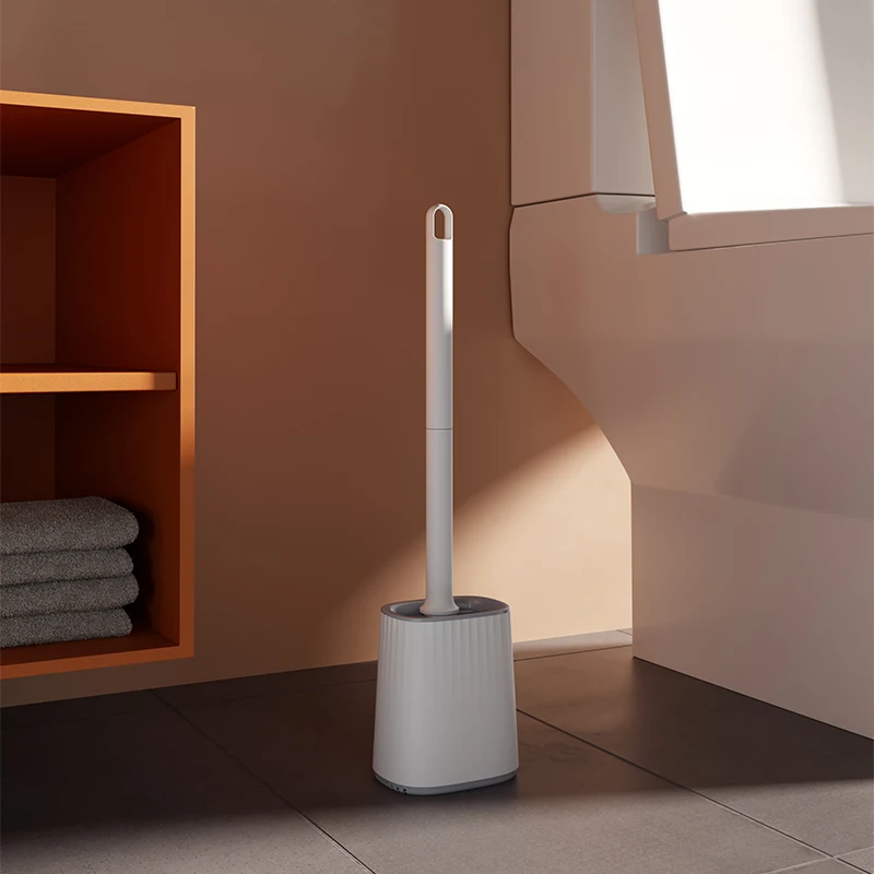 Sanga Head Factories 3 in 1 Long Handle Wall Mounted Plastic Bathroom Cleaning Drip Free Toilet Brush with Holder Stand