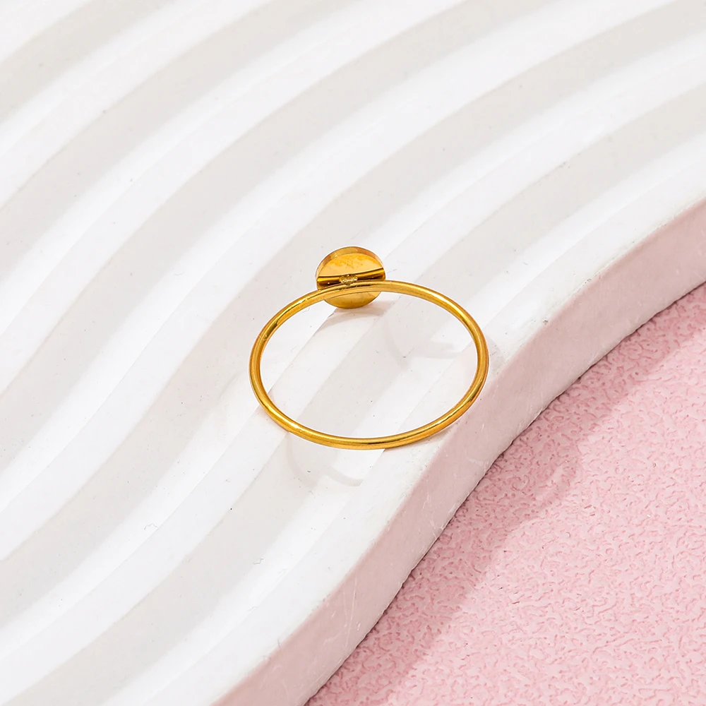 Joolim Jewelry Wholesale 18K Gold Plated Sand Finish Tai Chi Stainless Steel Ring for Women Dainty Ring