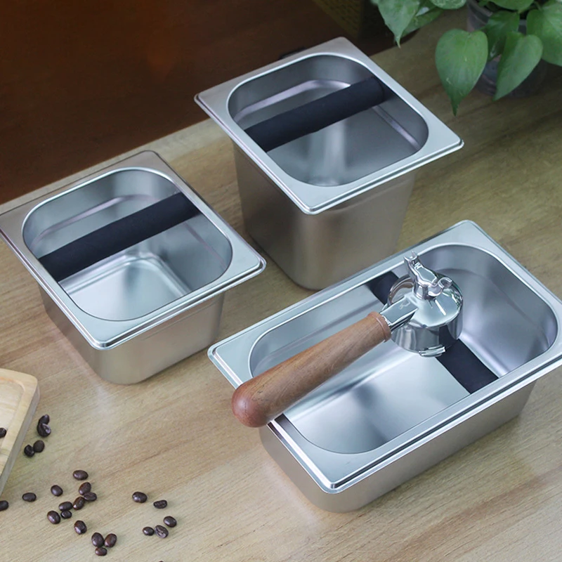 Stainless Steel Coffee Grind Container Coffee Grounds Bucket Espresso Dump Bin Coffee Knock Box