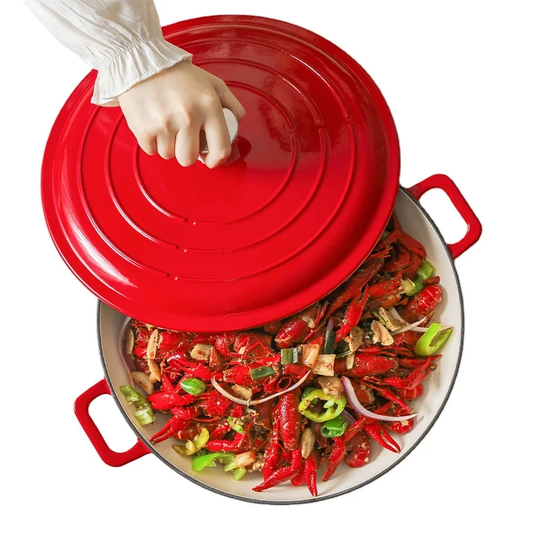 Health and environmental Wholesale Cast Iron Enamel Casserole non-stick Cookware sets Pot for seafood Multifunction Cooking Pots