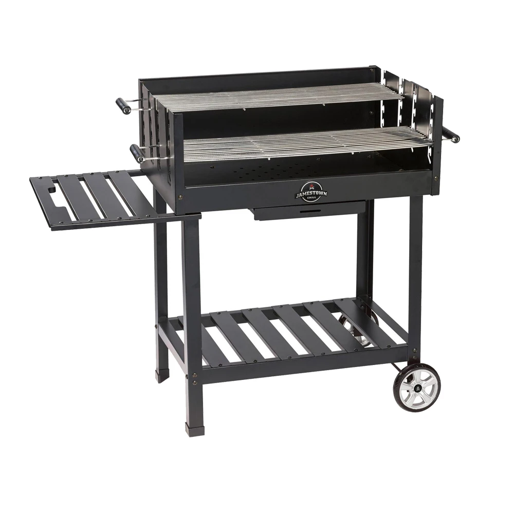 Trolley Grill Machine Camping Height Adjustable Portable Large BBQ Charcoal Grill Cart Ben