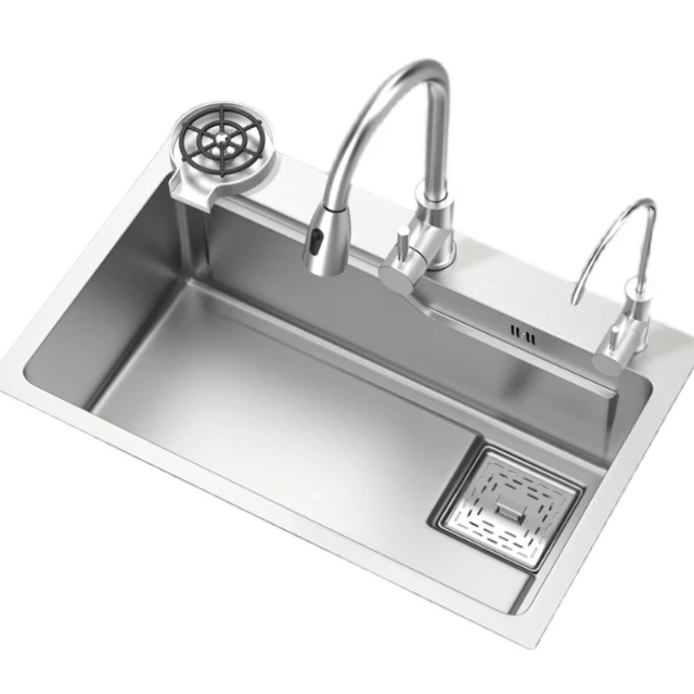 Black Silver Gun Gray High and Low Network Red Sink Handmade Large Single Kitchen Wash Basin Thickened 304 Stainless Steel