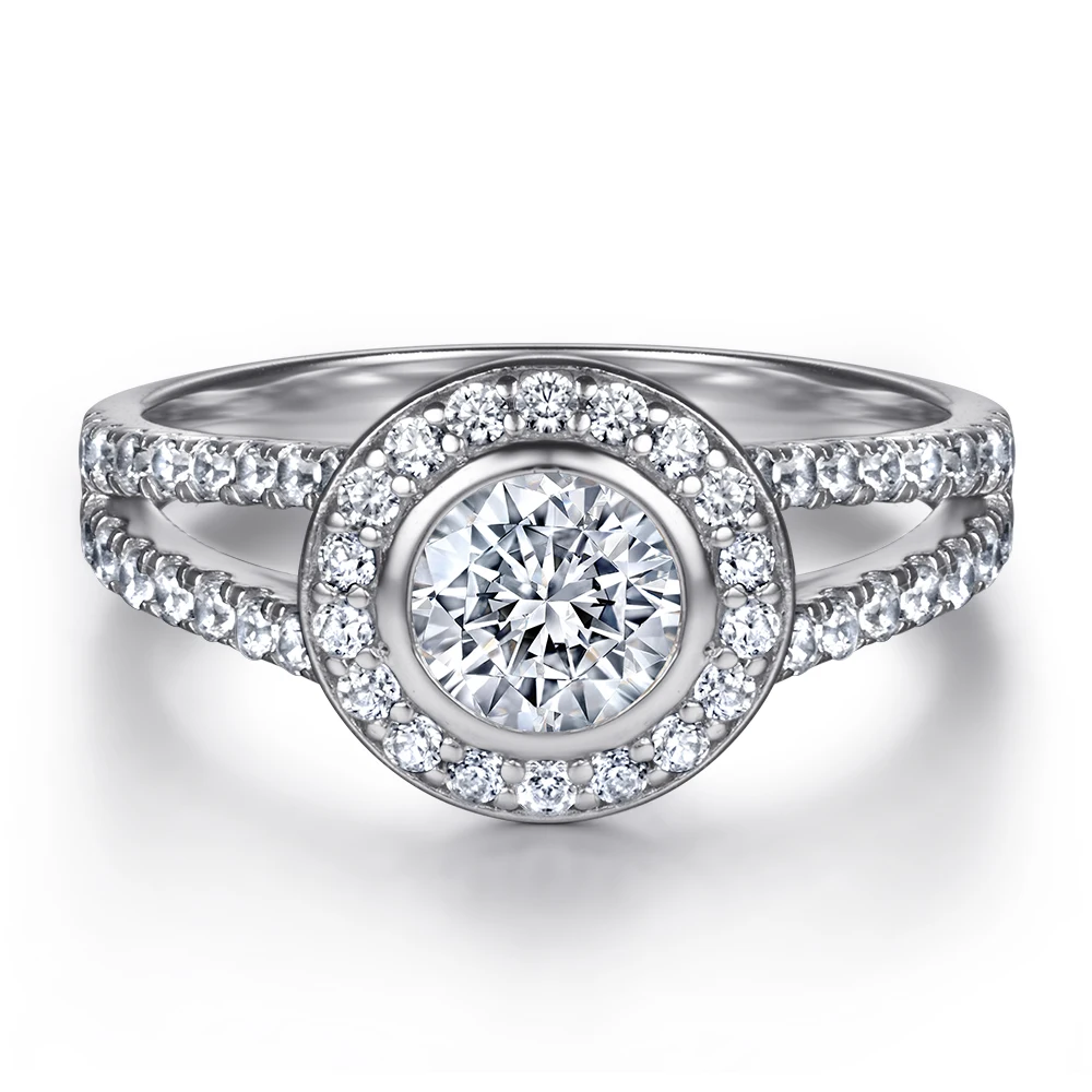 Luxury Jewelry 18K Cushion Stackable Couple Ring 925 Sterling Silver Cut Halo Cubic Zircon Genuine Solid Engagement Ring 1pcs