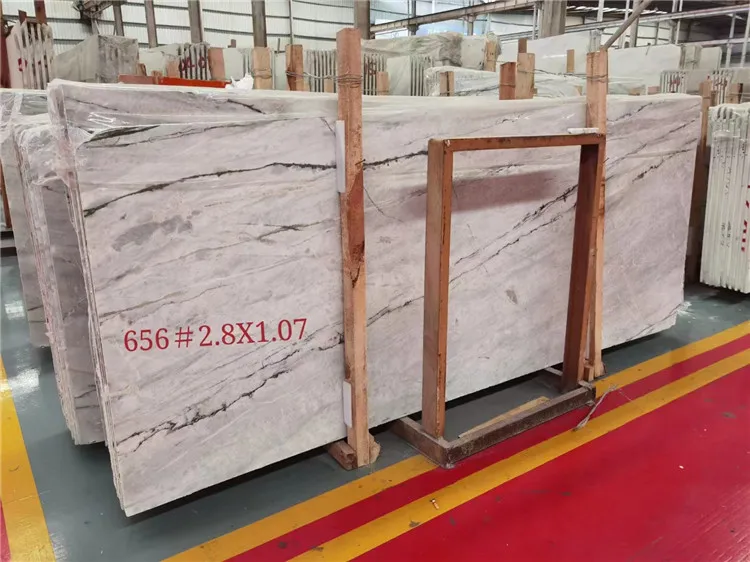 polished white grey color natural marble slab with black veins for home