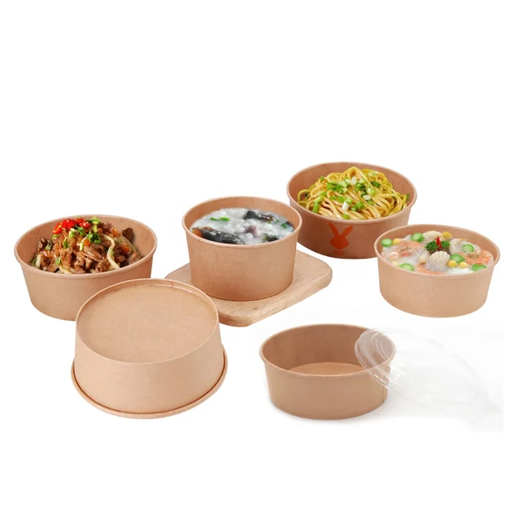 270pack 43oz take away food container kraft paper large salad bowl