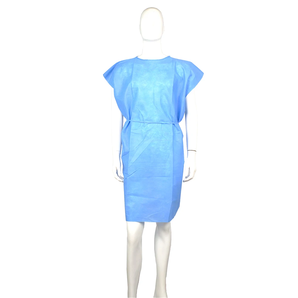 Non Woven Pp Sms Disposable Hospital Clothing Open Shoulder Patient Gown Surgical
