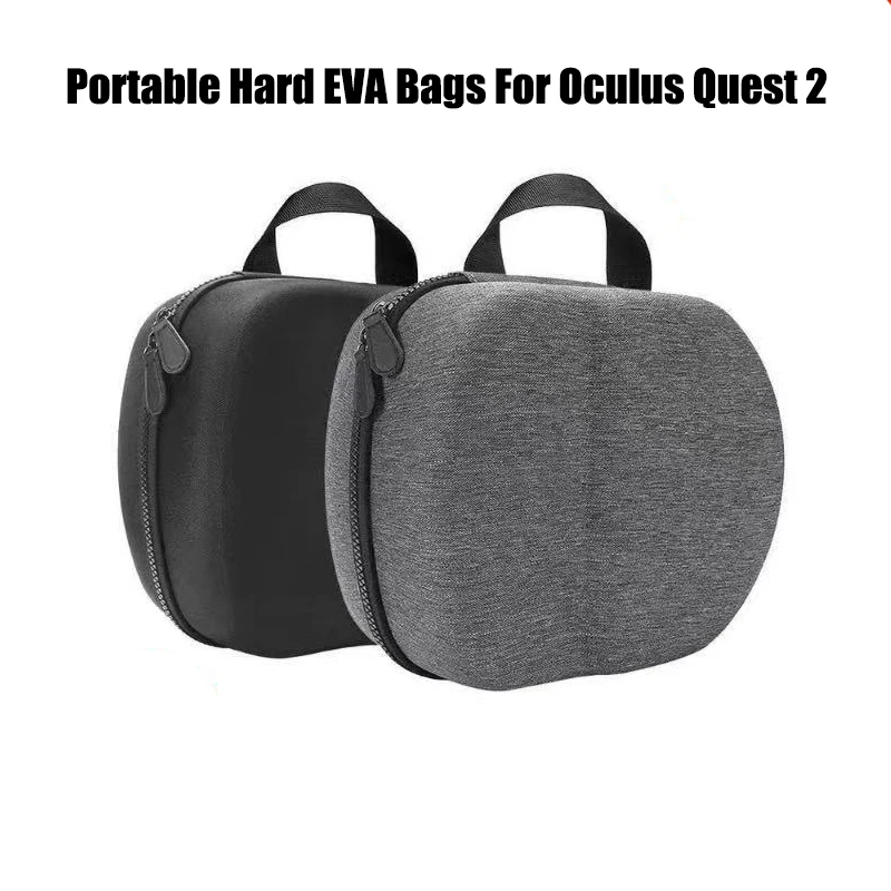 Hard travel case for Quest 2 virtual reality gaming headset and controller, gray