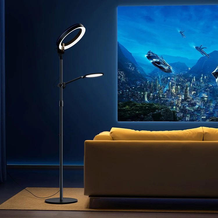 UPERGO Multi-function Lamp and Ring Light Freely Assembleable Double Light Head Nordic Lamp LED Floor Reading or Task Light