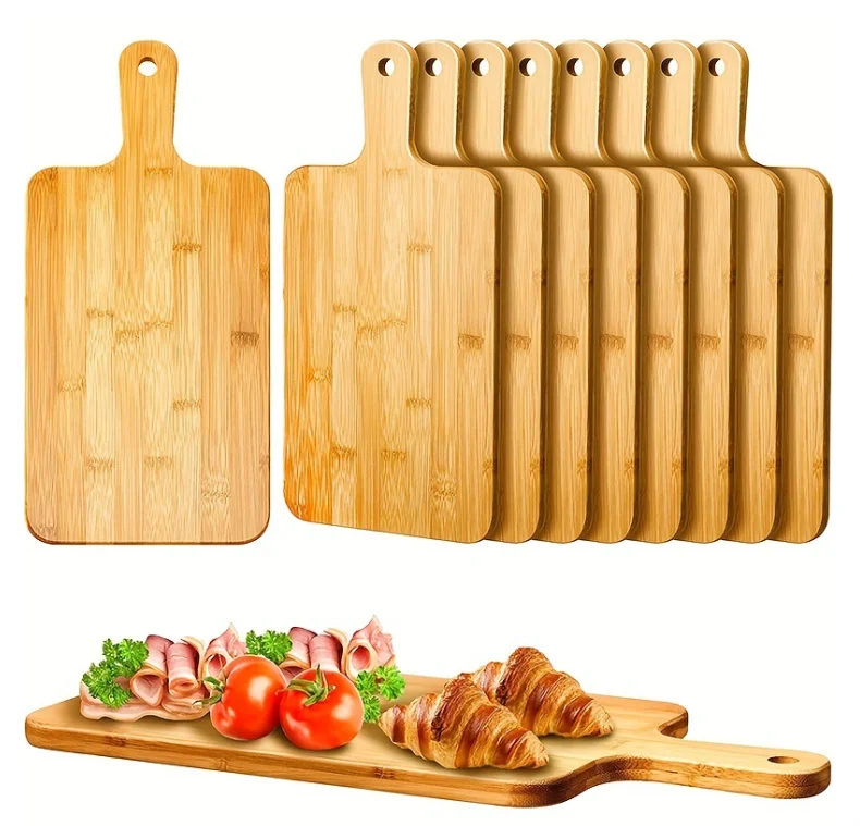hot sale Custom Wood or Bamboo Pizza Board Set Rectangle or Round Charcuterie Board Cheese Board