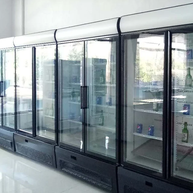 Vertical Upright drink Glass Door Freezer Display Beverage cola Cooler Refrigerator for supermarket