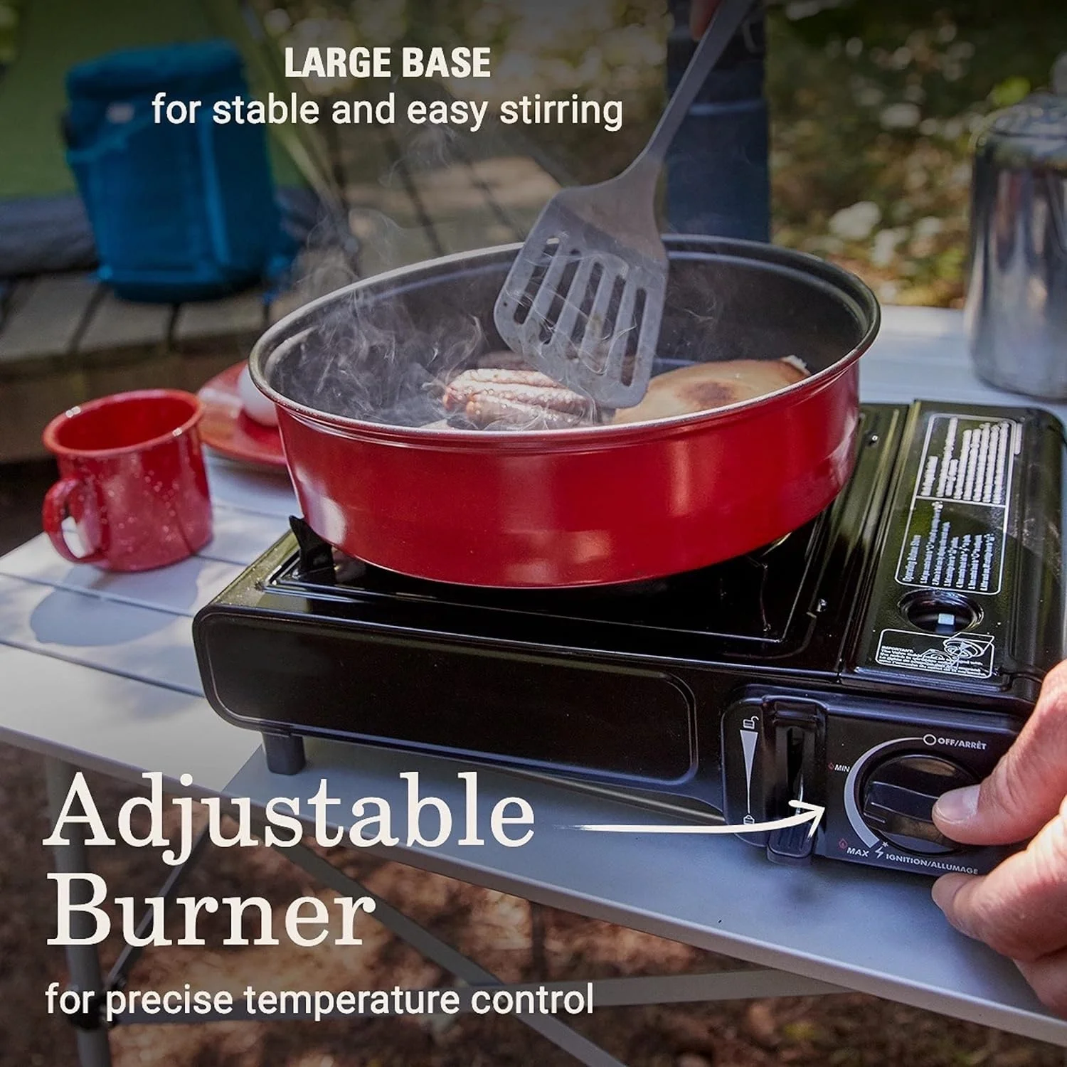 Portable 1-Burner Camping Butane Stove With Carry Case & Push-Button Starter Precise Temperature Control For Camping Tailgating