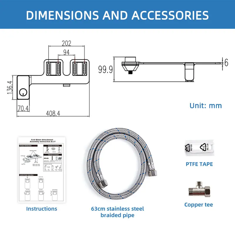 Hot Selling Cold Water Bide Shattaf Custom Clean Anus Bidet Bathroom Non Electric Bidet Attachment For Toilet