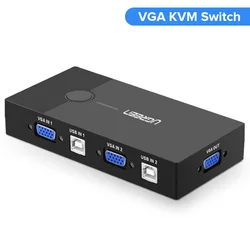 Ugreen Hdr Kvm Switch 2 Port Usb Switch Kvm Vga Switcher Splitter Box For Sharing Printer Keyboard Mouse Kvm Switch Hdrr+ Vga