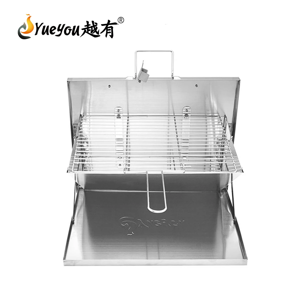 Custom Outdoor Mini Barbecue Grill Portable Briefcase Style Camping Folding Charcoal BBQ Grill
