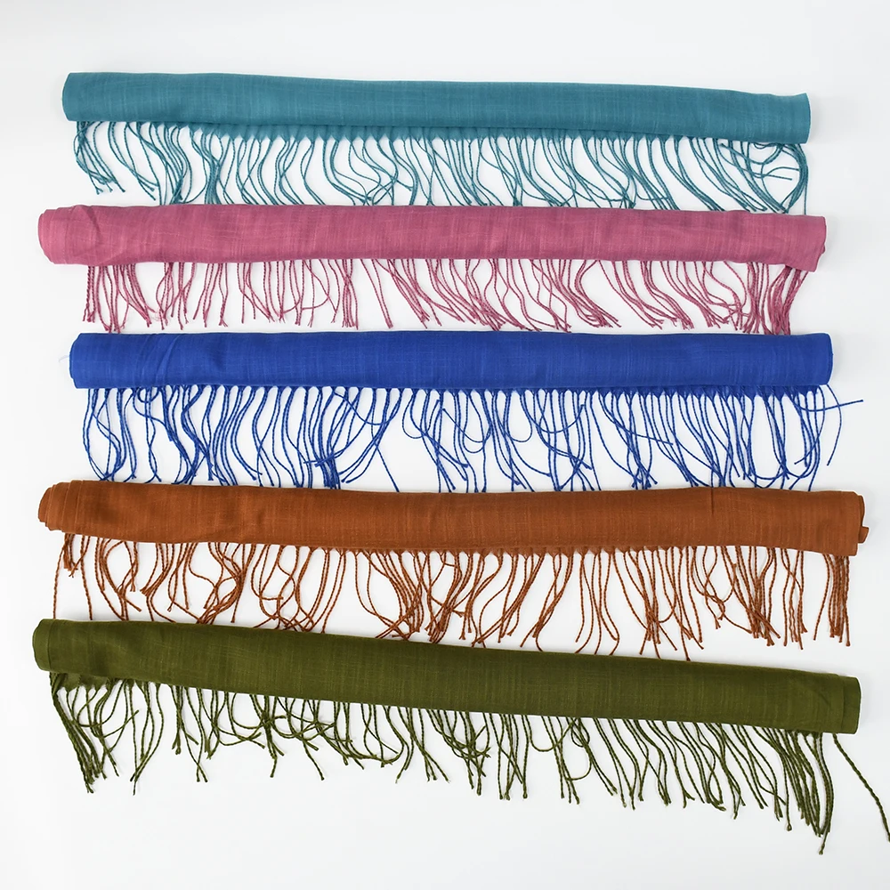 Fashion Solid Color shawl Muslim Women Cotton Crinkle Hijab Shawl Muslim Scarf