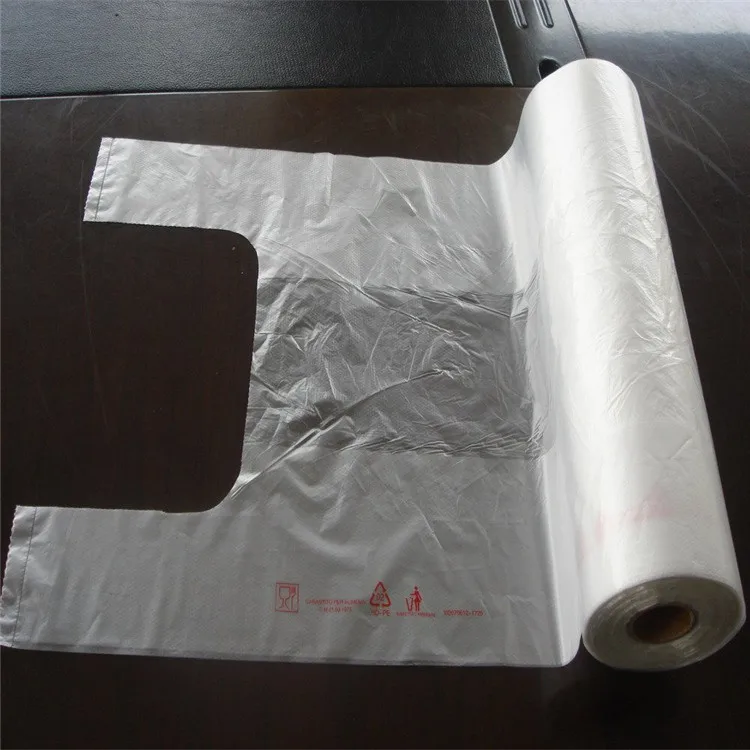 Пользовательские печатные пластиковые сумки для покупок футболка HDPE плоские пакеты в