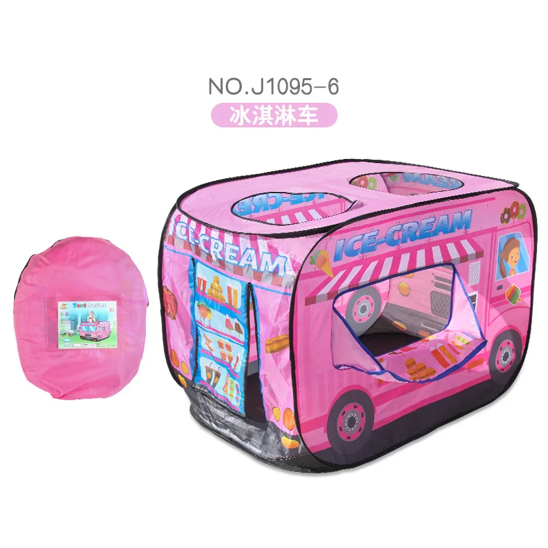 Hot Selling Children Folding Indoor Pop Up Ice-cream Bus Camping Play Tent Toy