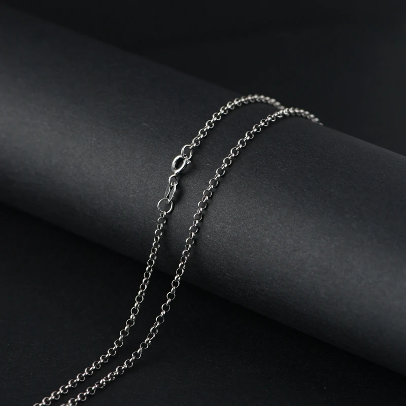 Genuine silver chain wholesale S925 Sterling Silver Chain Jewelry 2mm fashion retro link ring chain necklace for women