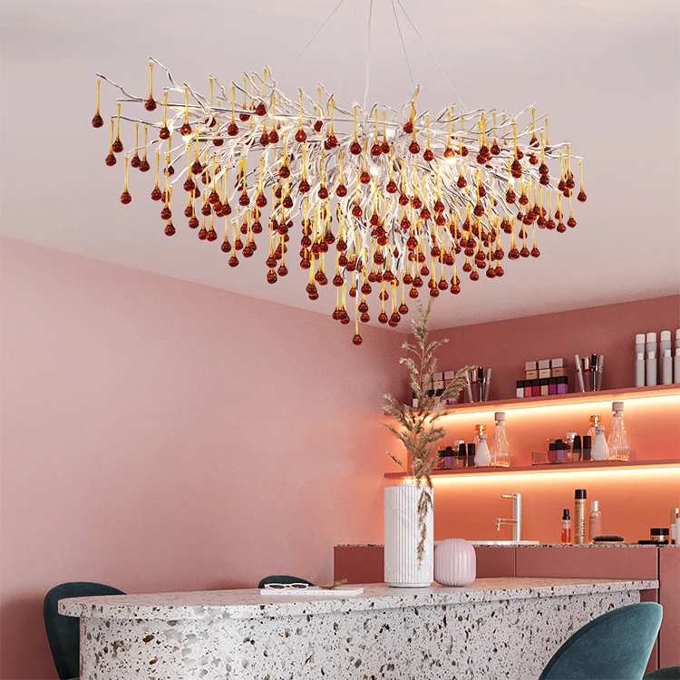 new product indoor decoration custom living room dining room glass bead led chandelier