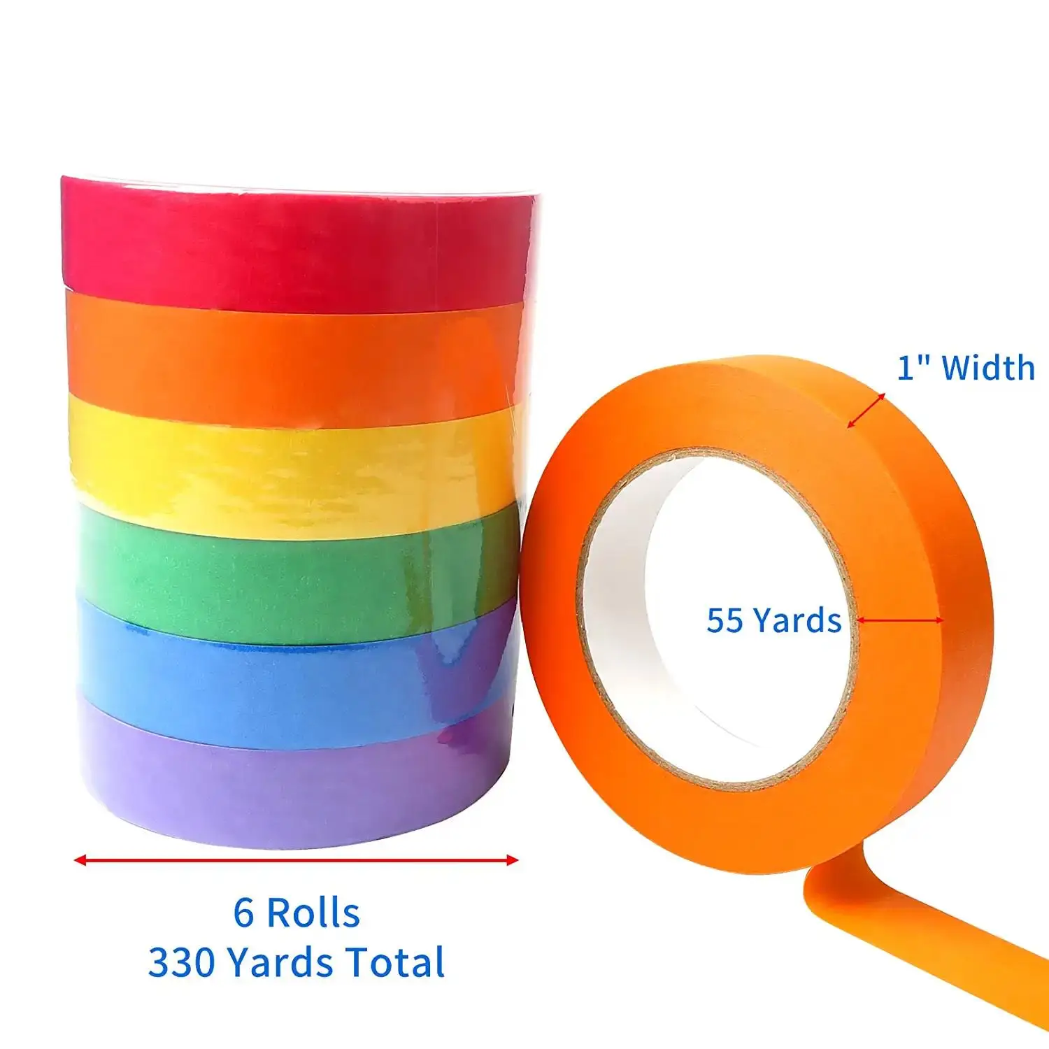 cheap Colored Masking Painters Tape 1 inch x 55yard Colorful Craft Tape and Rainbow Labeling Tape for DIY Art