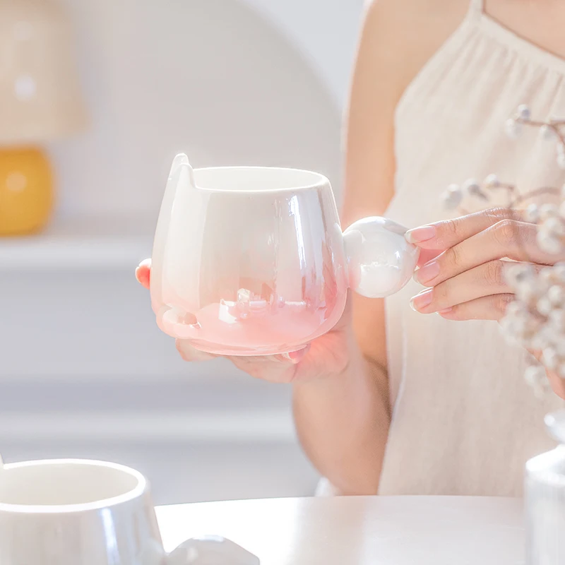 cute fox gradient electroplate animal 3d ceramic cartoon macaron coffee mugs personalised