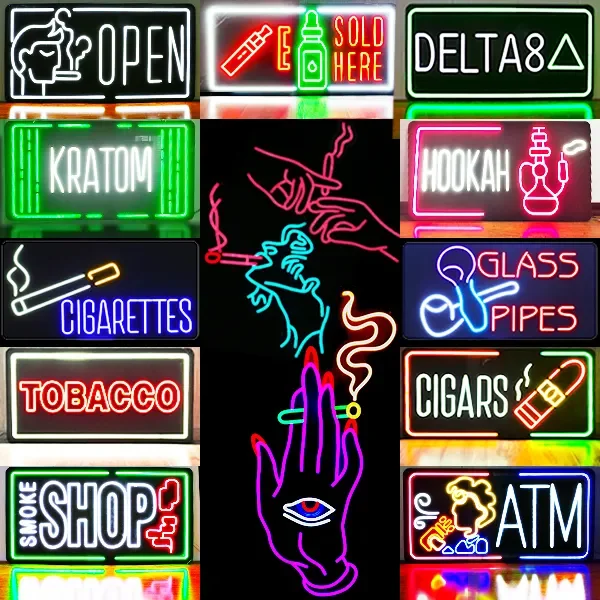 Personalized Smoke Shop Brand Illumination: Acrylic Backlit Sign with RGB LED Neon Flex for Businesses, Bars, or Stores