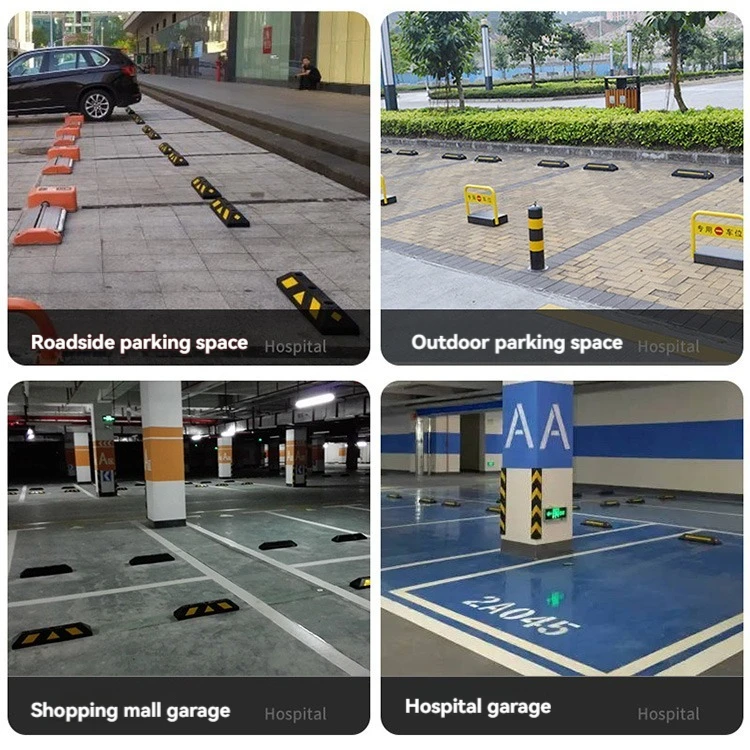 Black Yellow Heavy Duty Rubber Speed Bump Garage Wheel Stopper for Barrier Parking Car Parking Block